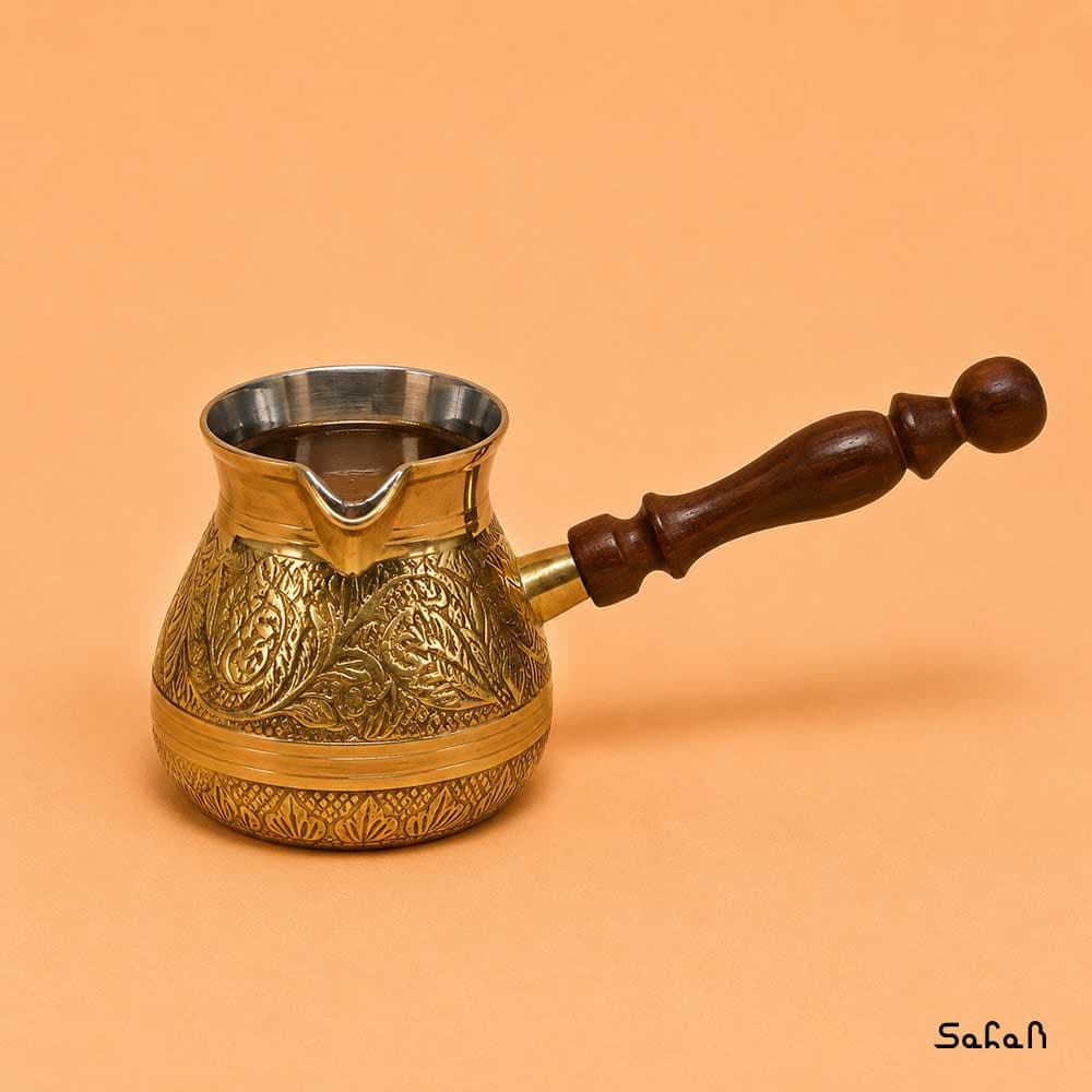 قهوه جوش برنجی طرح گل سایز 3 — تصویر ۲