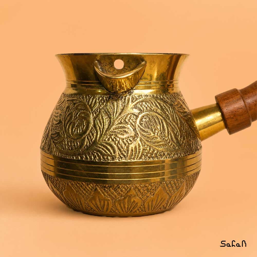 قهوه جوش برنجی طرح گل سایز 3 — تصویر ۳