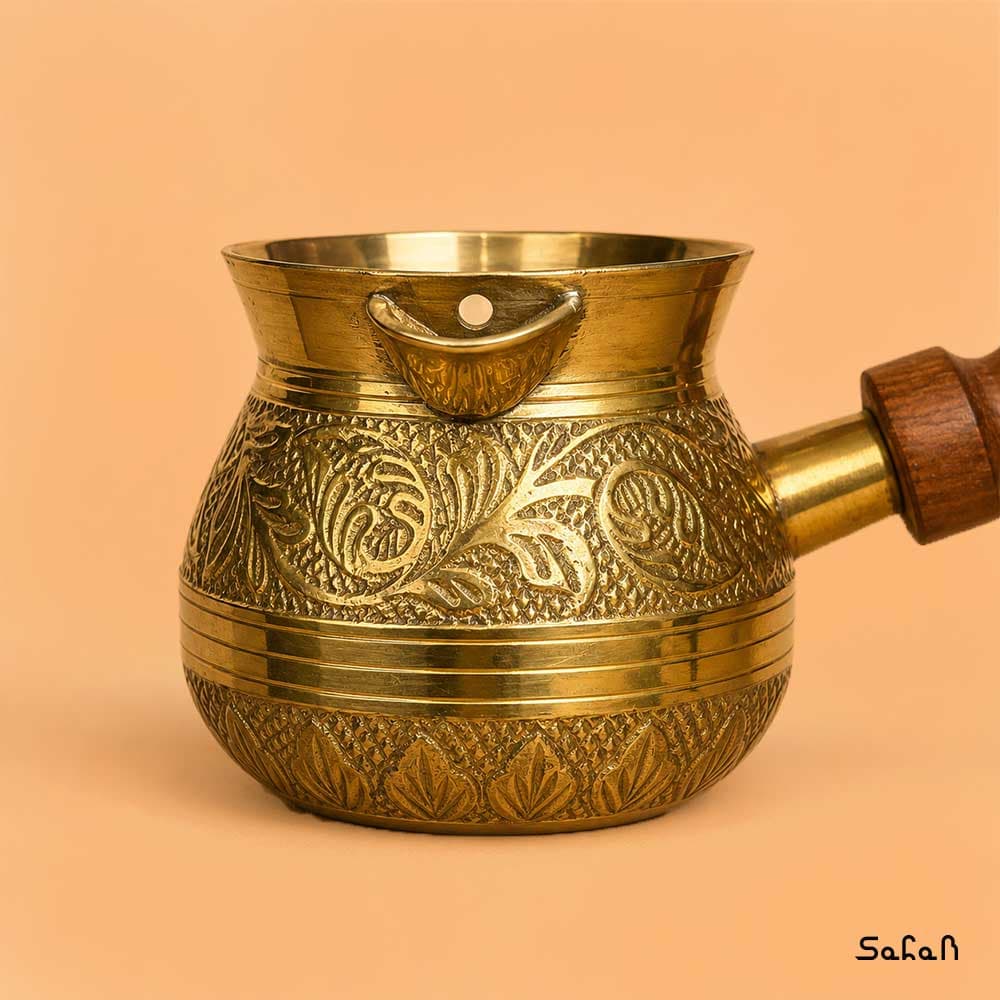 قهوه جوش برنجی طرح گل سایز 2 — تصویر ۳