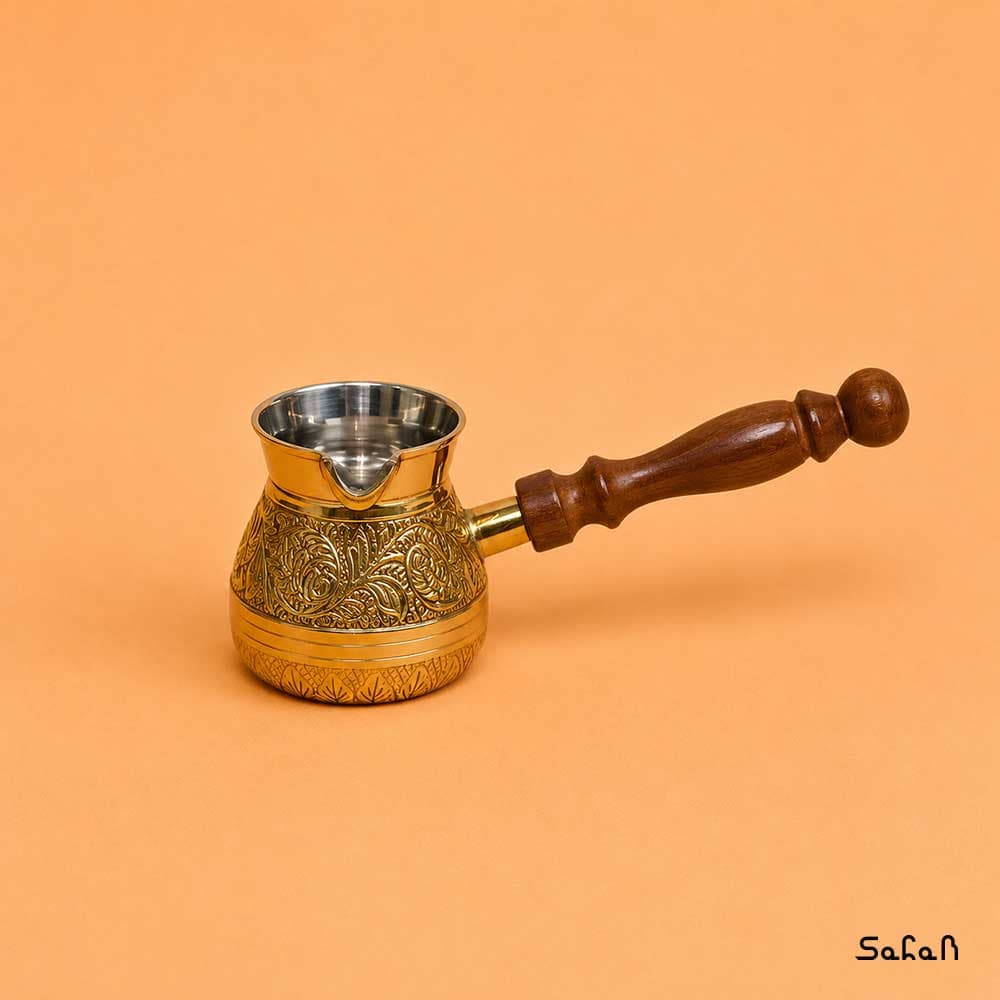 قهوه جوش برنجی طرح گل سایز 2