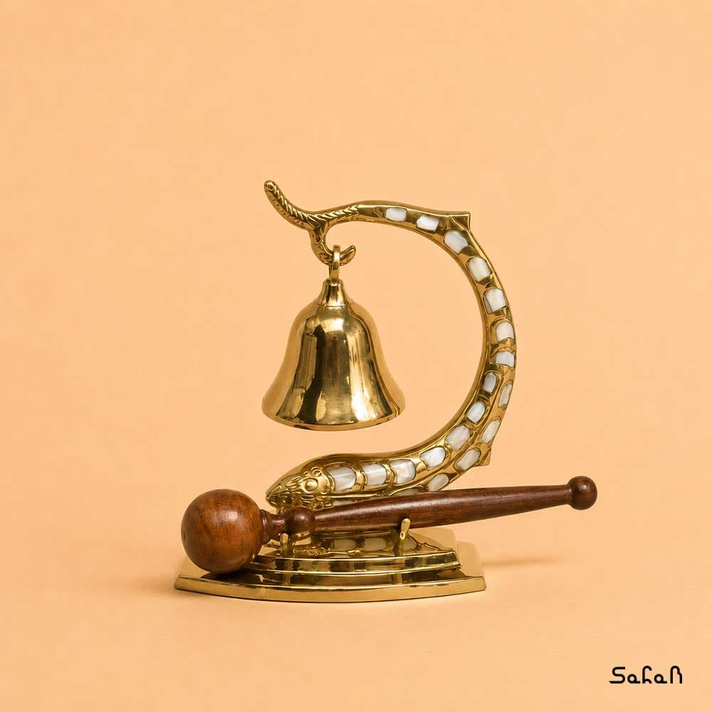 زنگ برنج و صدف رومیزی طرح ماهی