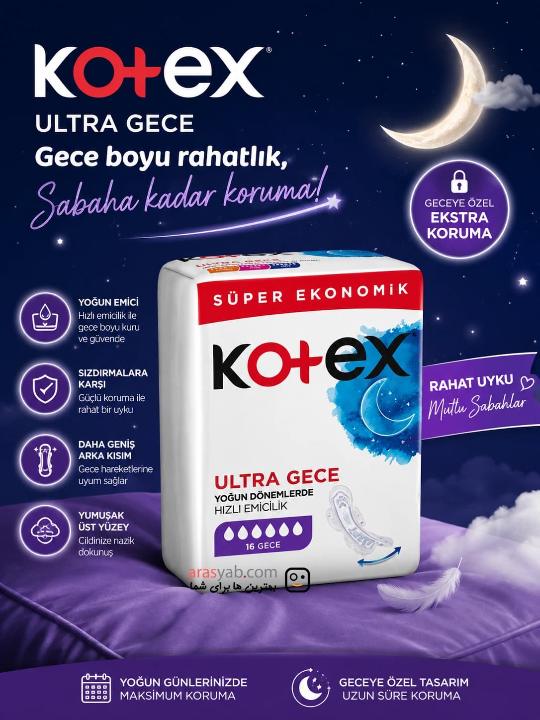 نوار بهداشتی کوتکس مدل Ultra Gece بسته 16 عددی — تصویر ۸