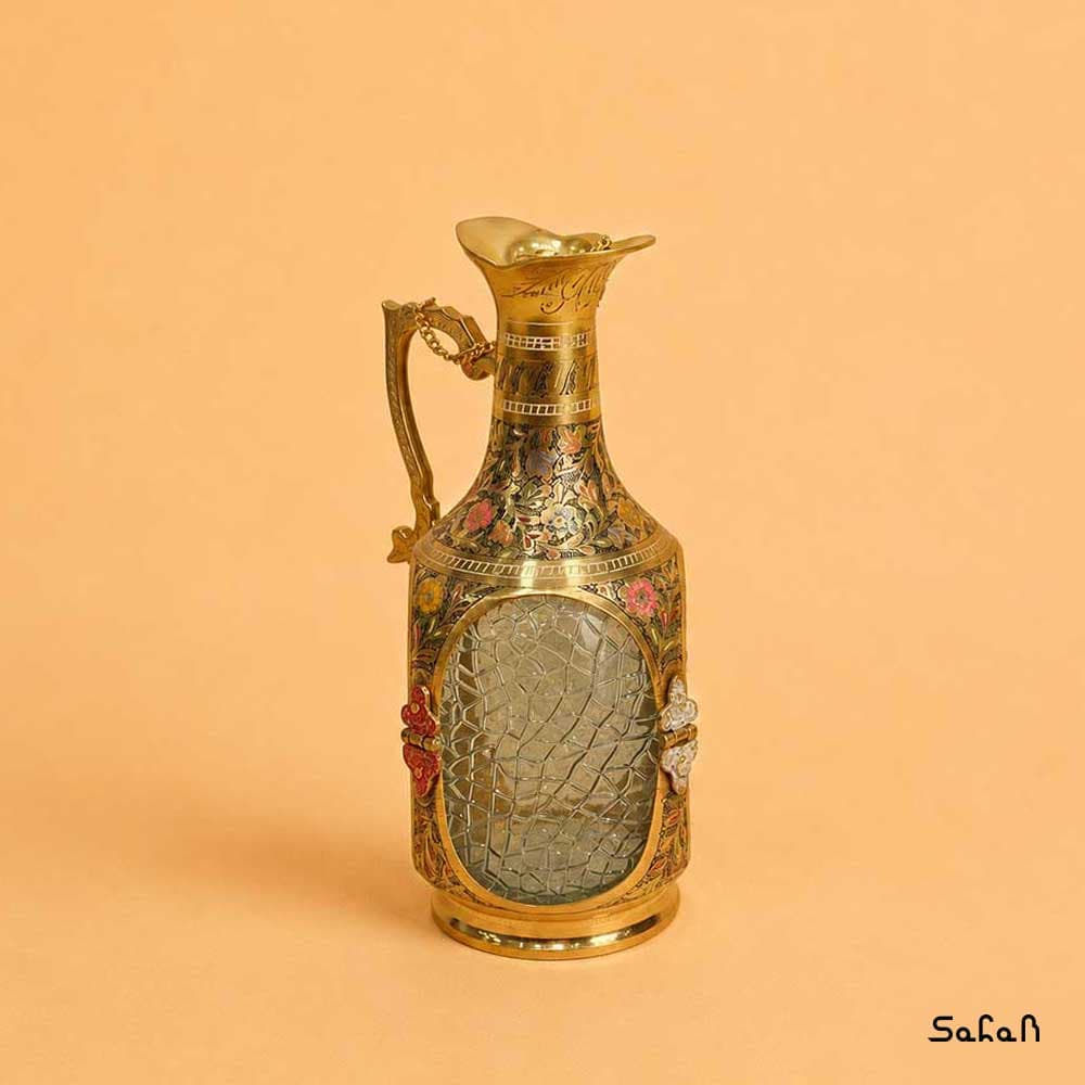 پارچ برنجی و شیشه ای میناکاری — تصویر ۲