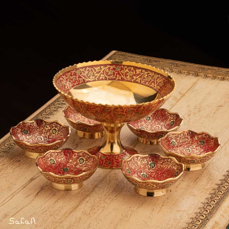 ست آجیل خوری برنجی میناکاری کد 428 — تصویر ۲
