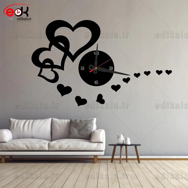 ساعت دیواری طرح قلب شماره 7 در رنگ و ابعاد انتخابی +فایل کورل آماده برش