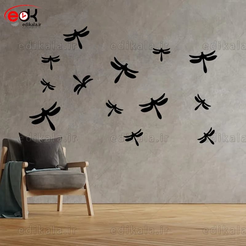 آینه دکوراتیو طرح سنجاقک شماره 2 در پنج رنگ و ابعاد انتخابی+فایل کورل