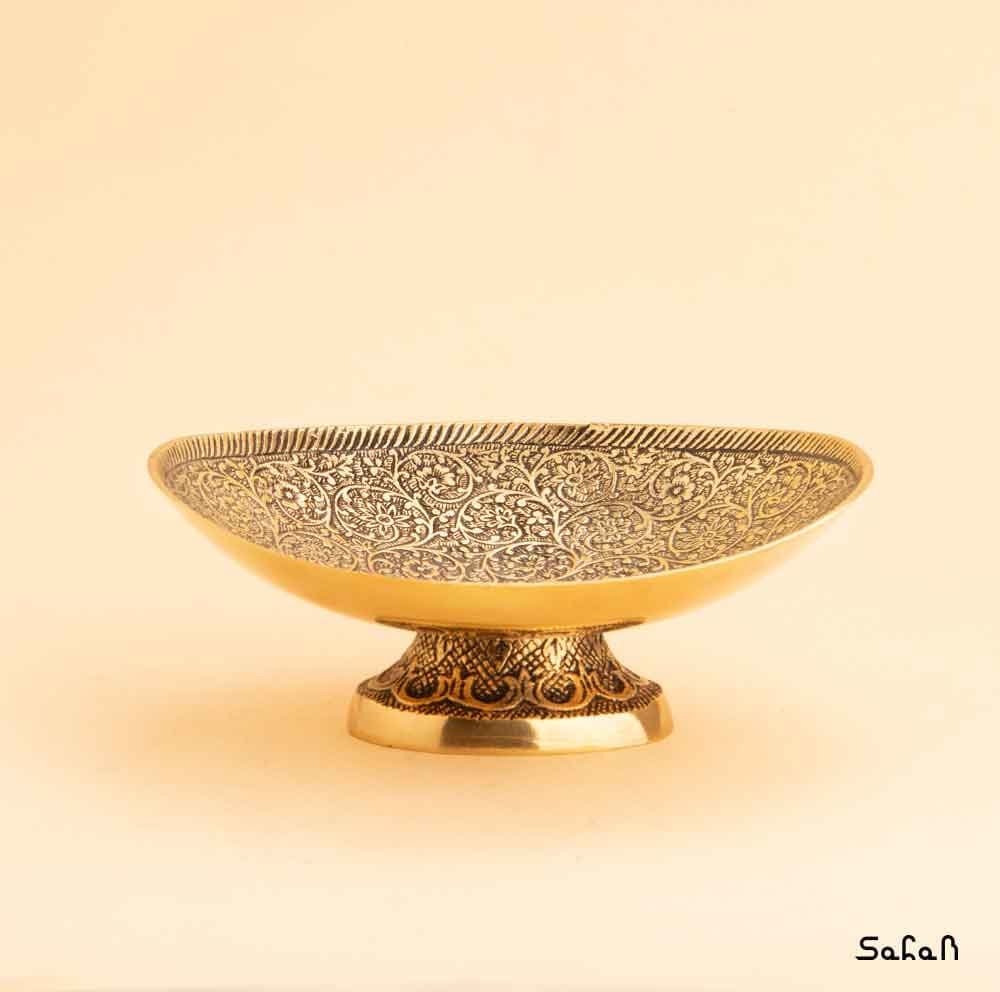 کاسه برنجی طلایی پایه دار مدل سنبل
