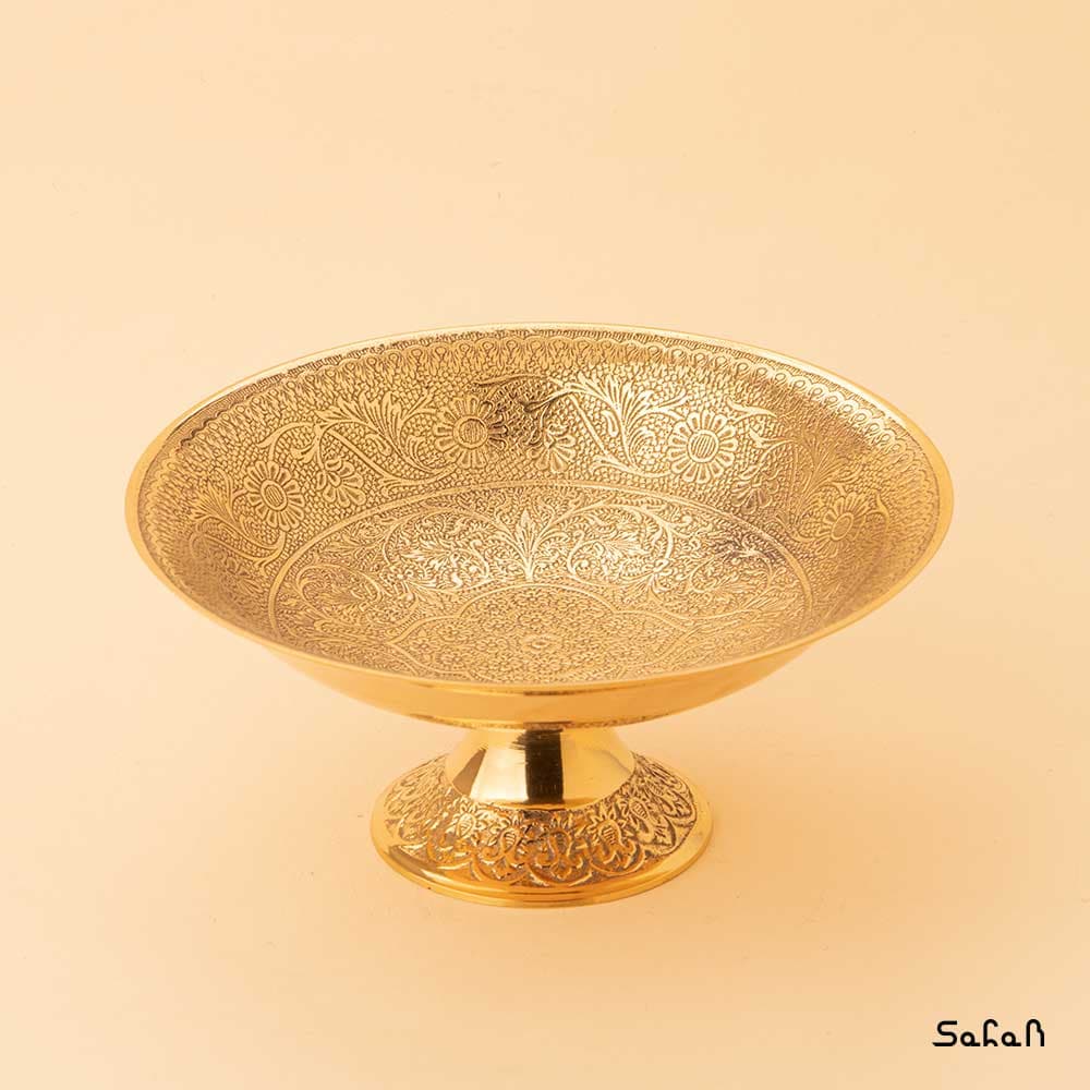 شیرینی خوری برنجی میناکاری پایه دار مدل بابونه — تصویر ۴