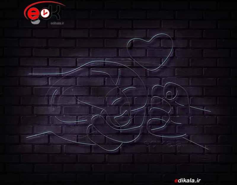تابلو نئون طرح دست و قلب شماره 2 در ابعاد مختلف +آداپتور+ فایل لایه باز — تصویر ۳