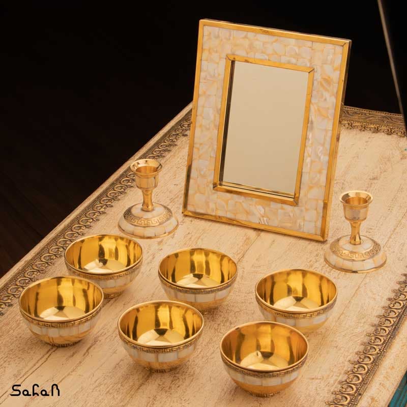 ست هفت سین برنجی و صدفی کد 1264