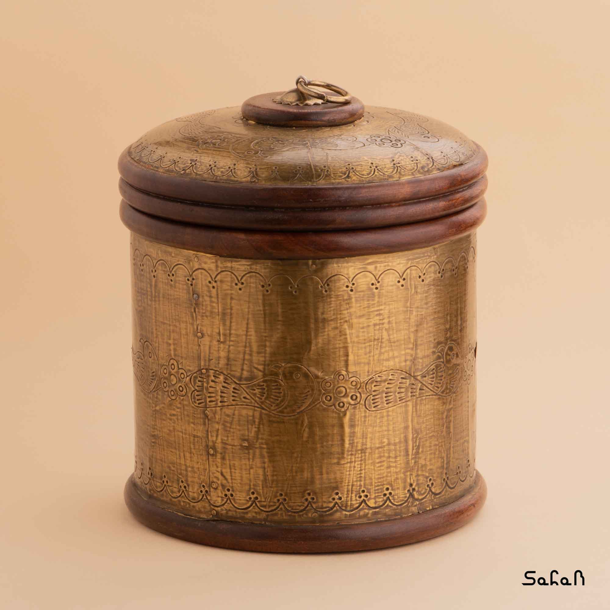 بانکه برنجی و چوبی طلایی مدل پرنده سایز 3