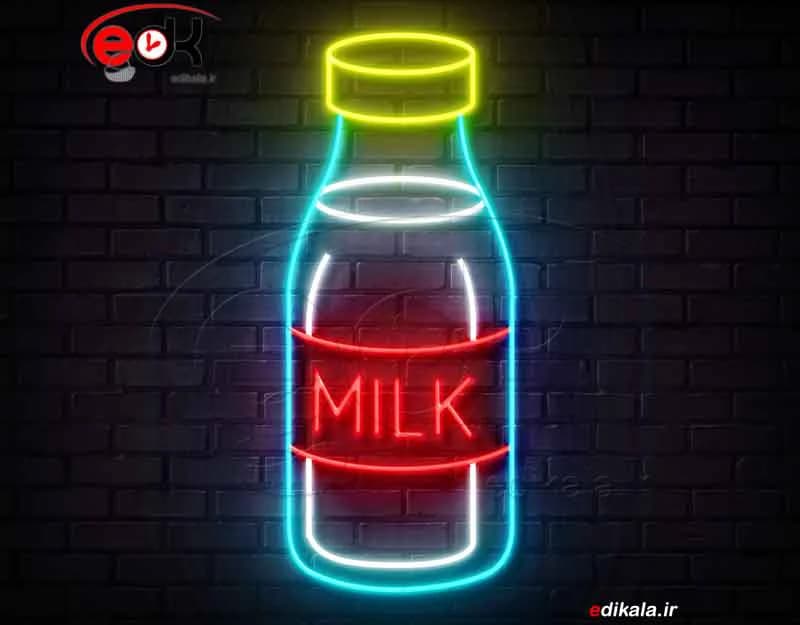 تابلو نئون طرح شیشه شیر شماره 2 در ابعاد مختلف +آداپتور+ فایل لایه باز