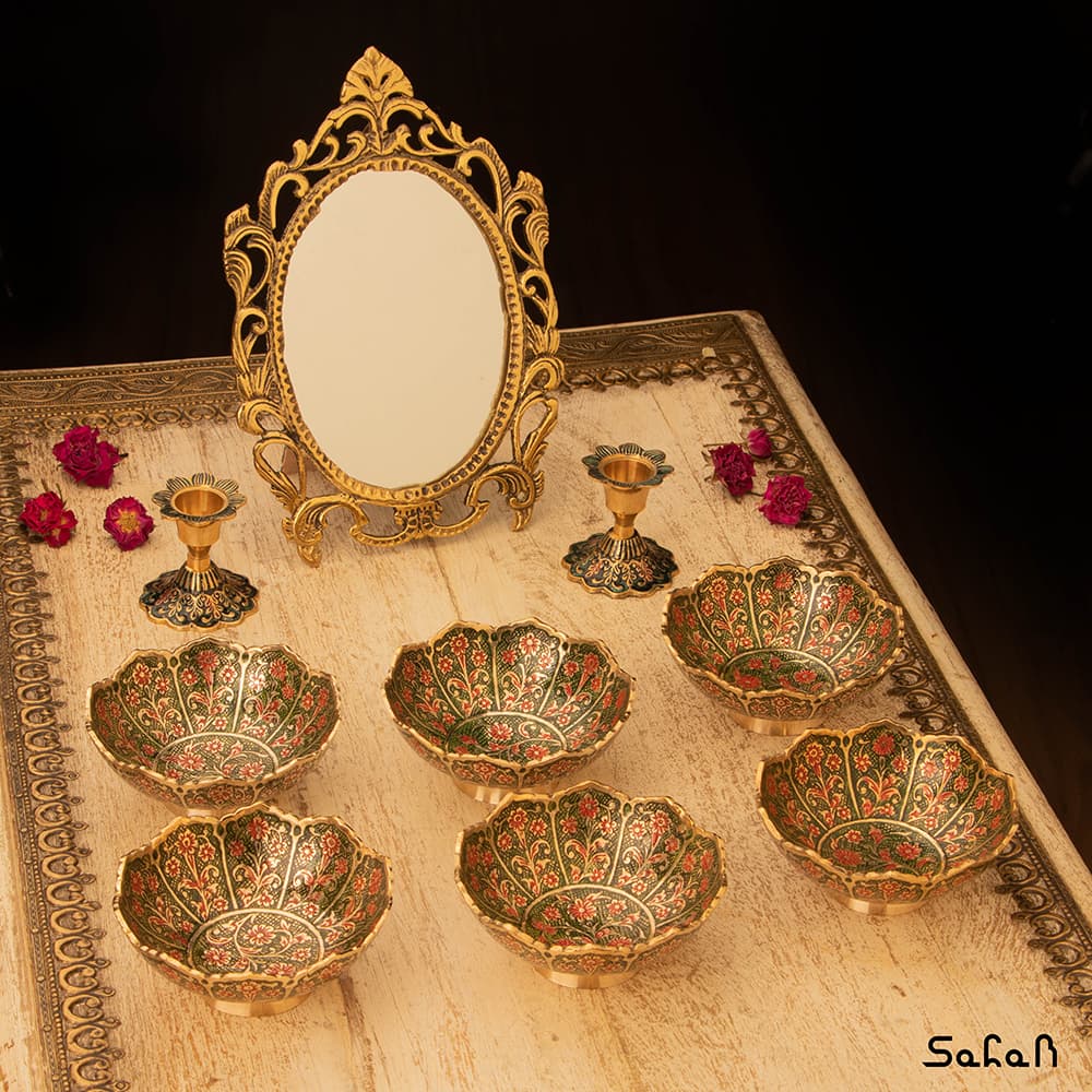 ست هفت سین برنجی میناکاری کد 1302