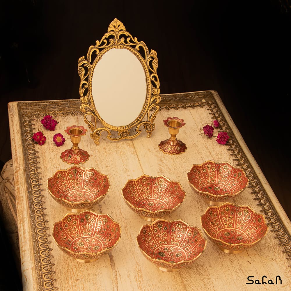ست هفت سین برنجی میناکاری کد 1301 — تصویر ۴