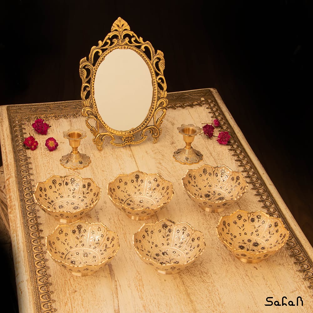 ست هفت سین برنجی میناکاری کد 1299 — تصویر ۲