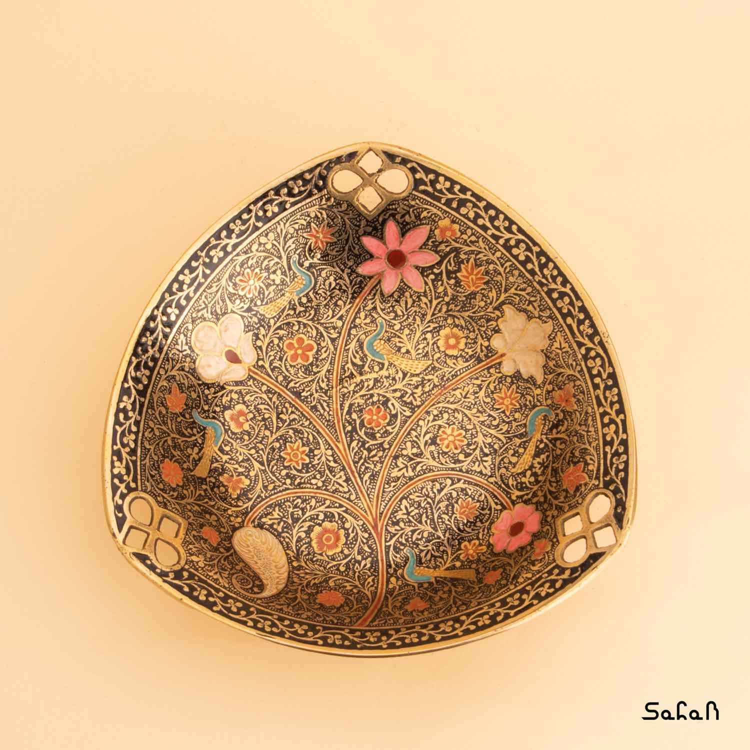 شیرینی خوری برنجی میناکاری مدل گلستان — تصویر ۶