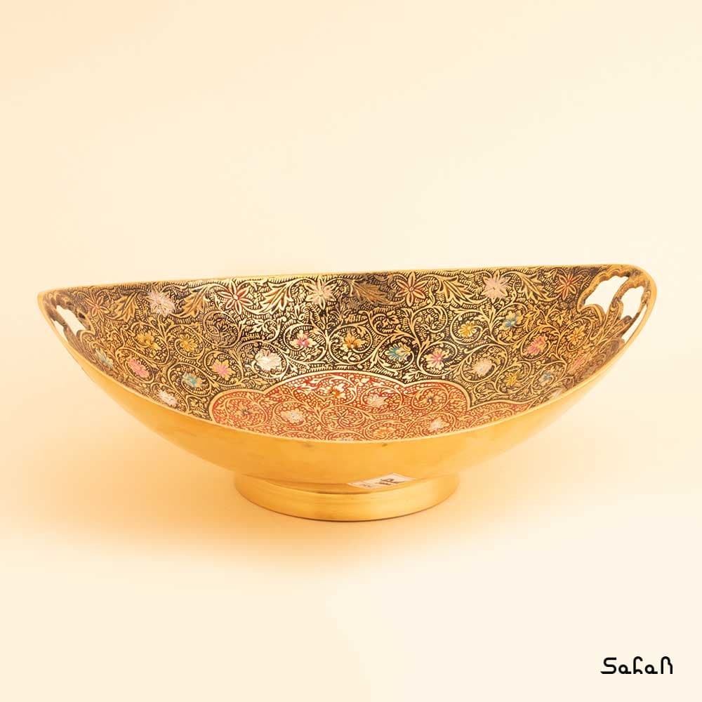 آجیل خوری برنجی میناکاری مدل گل ریز — تصویر ۴