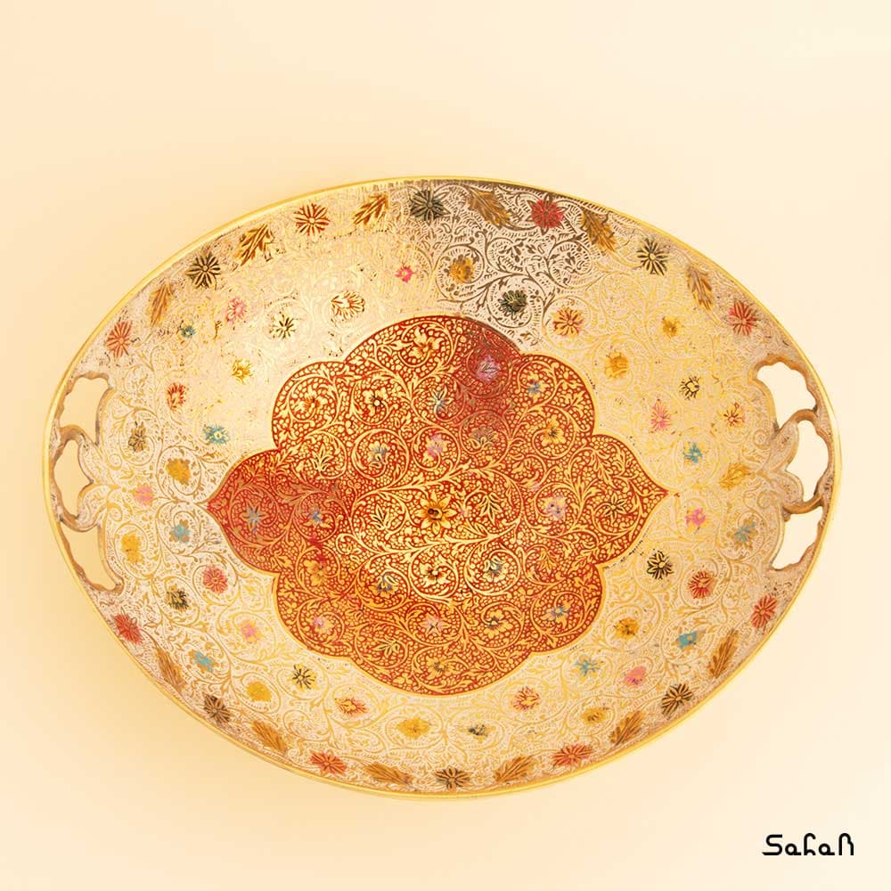 آجیل خوری برنجی میناکاری مدل گل ریز — تصویر ۵