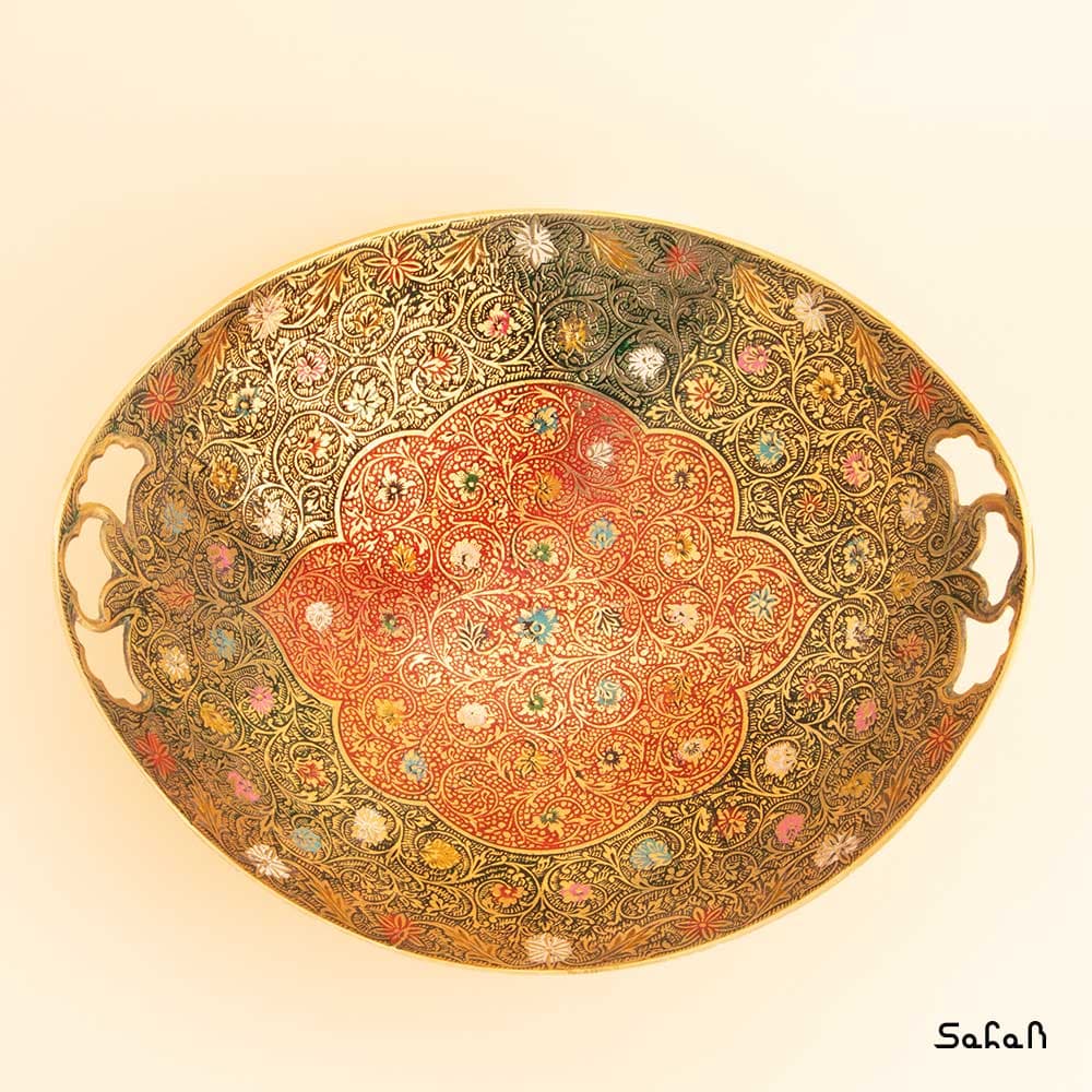 آجیل خوری برنجی میناکاری مدل گل ریز — تصویر ۶