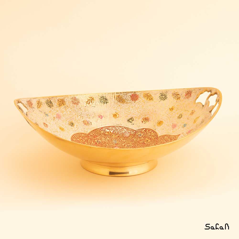 آجیل خوری برنجی میناکاری مدل گل ریز — تصویر ۱۱