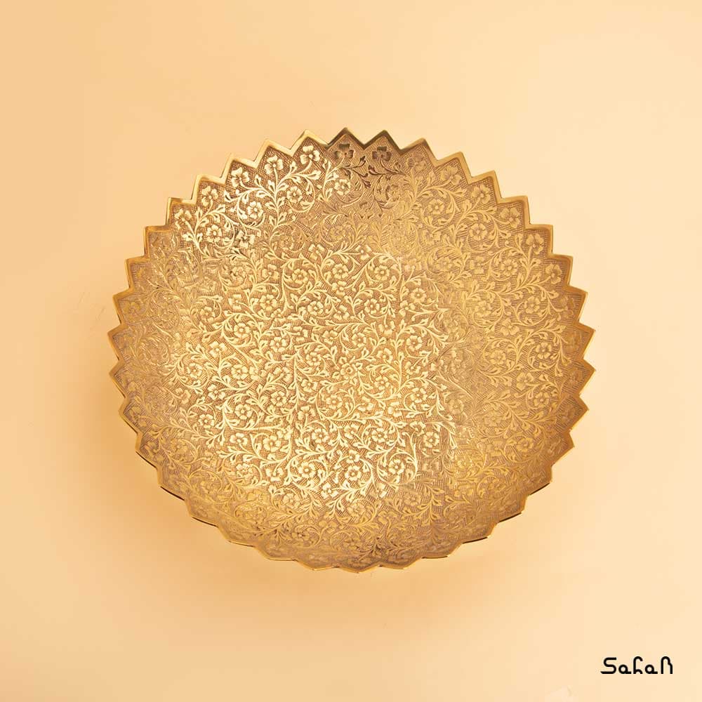 میوه خوری برنجی طلایی مدل گل ریز — تصویر ۴
