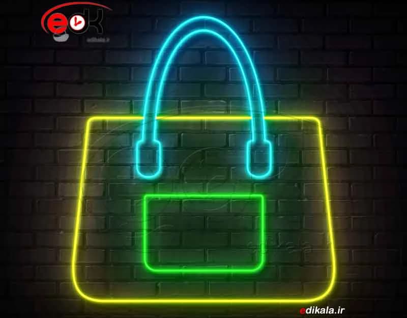 تابلو نئون طرح کیف شماره 9 در ابعاد مختلف +آداپتور+ فایل لایه باز — تصویر ۲