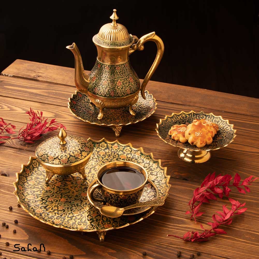 ست چایی خوری برنجی میناکاری کد 503