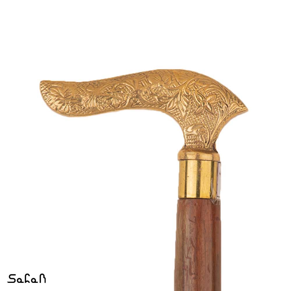 عصا برنجی طرح پیچک چوب شیشم — تصویر ۲