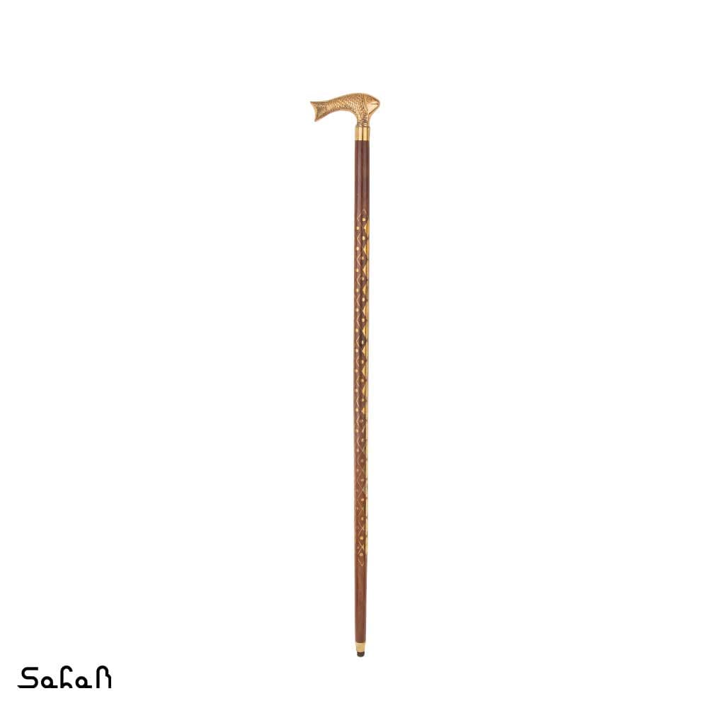 عصا برنجی طرح ماهی چوب شیشم — تصویر ۳