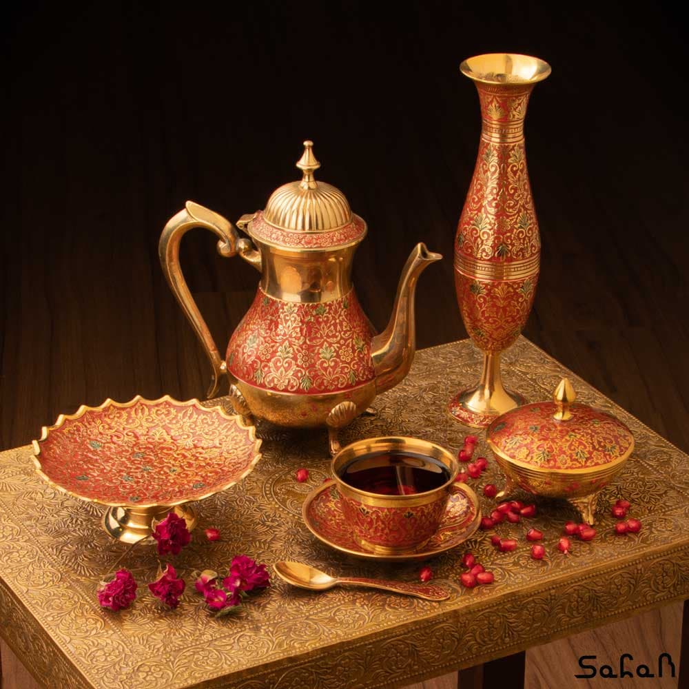ست پذیرایی برنجی میناکاری کد 481