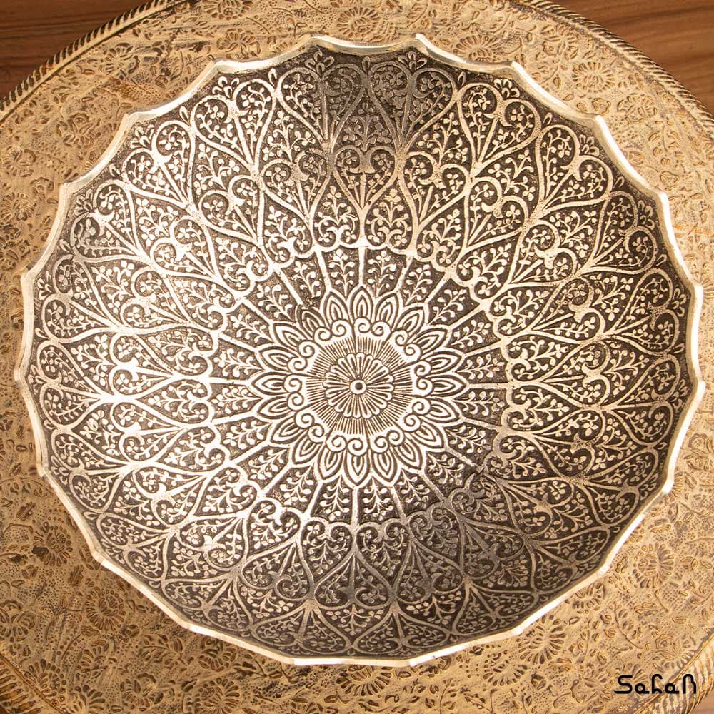 میوه خوری برنجی نقره ای مدل قلب — تصویر ۳