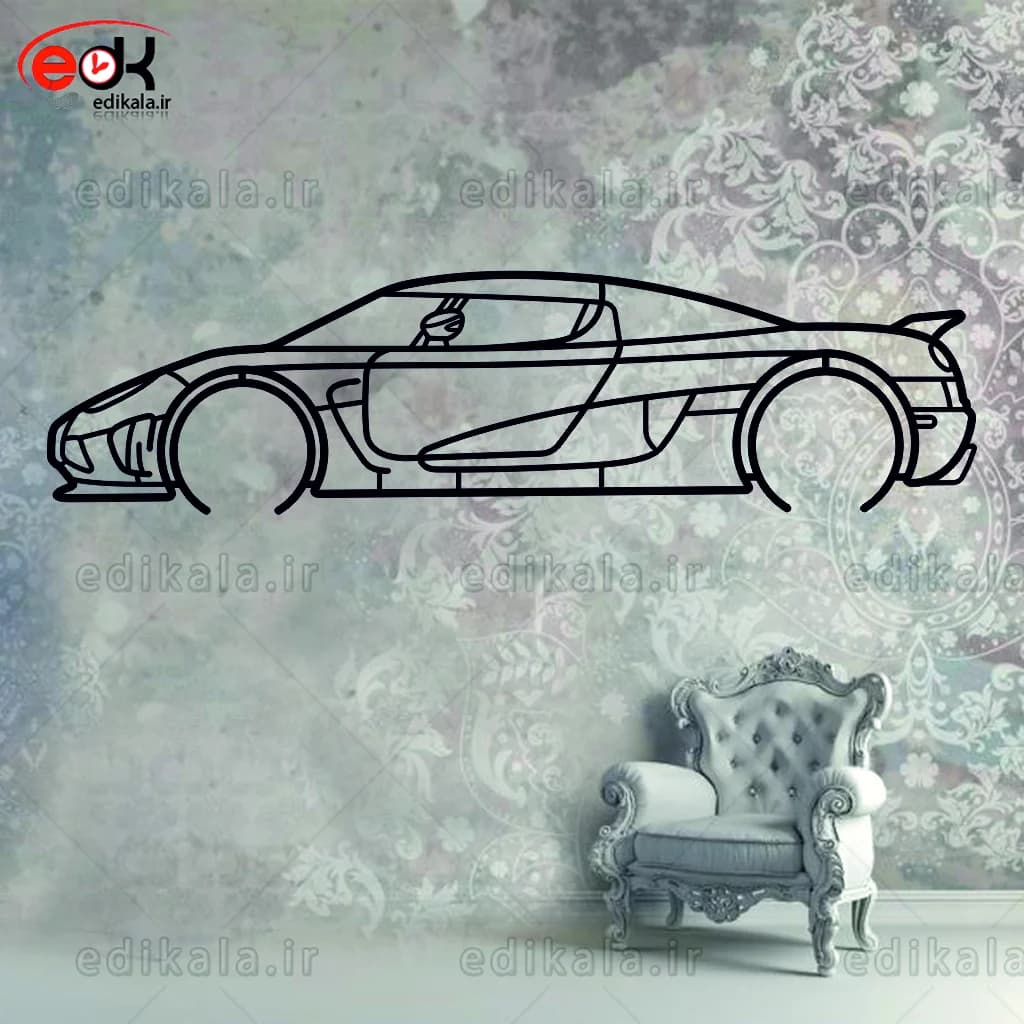 تابلو طرح ماشین Koenigsegg شماره 1 با چراغ نئون+آداپتور+با انتخاب سایز و جنس دلخواه — تصویر ۶