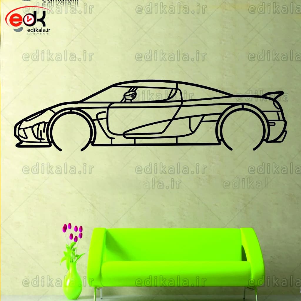 تابلو طرح ماشین Koenigsegg شماره 1 با چراغ نئون+آداپتور+با انتخاب سایز و جنس دلخواه