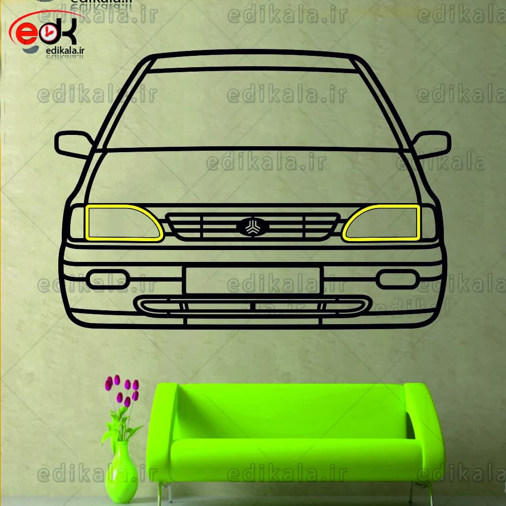 تابلو طرح ماشین پراید شماره 1 با چراغ نئون+آداپتور+با انتخاب سایز و جنس دلخواه — تصویر ۴