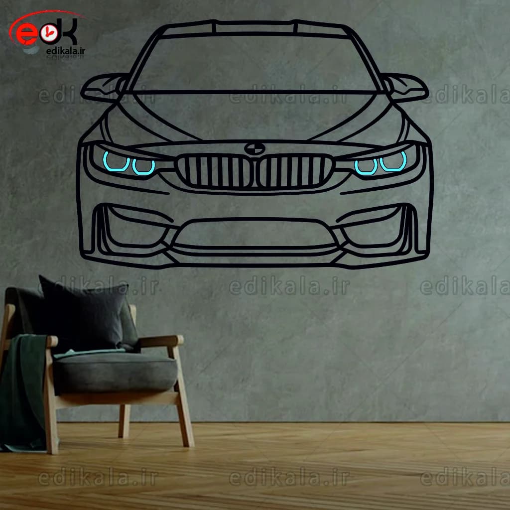 تابلو طرح ماشین BMW شماره 23 با چراغ نئون+آداپتور+با انتخاب سایز و جنس دلخواه — تصویر ۳
