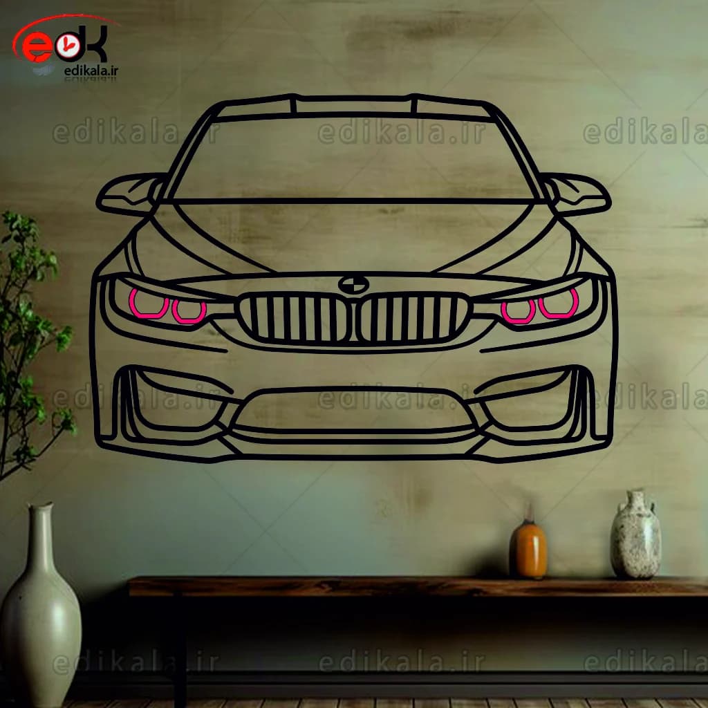 تابلو طرح ماشین BMW شماره 23 با چراغ نئون+آداپتور+با انتخاب سایز و جنس دلخواه