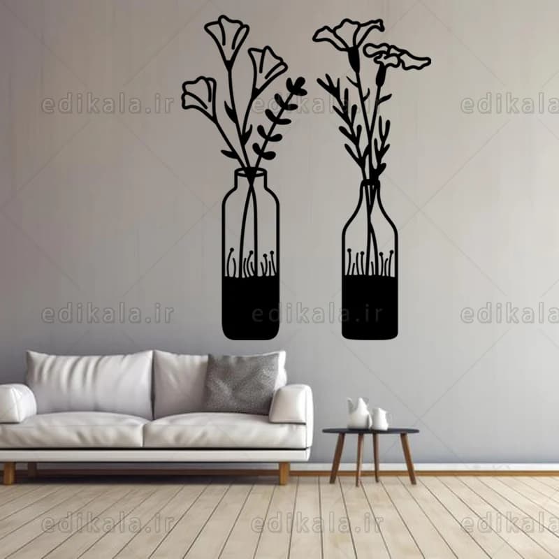 آینه دکوراتیو طرح بطری گل شماره 1 در پنج رنگ و ابعاد انتخابی+فایل کورل — تصویر ۶