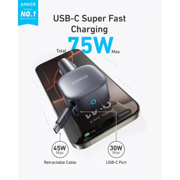 شارژر فندکی انکر مدل Anker Nano 75W Car Cha rger A2738 — تصویر ۶