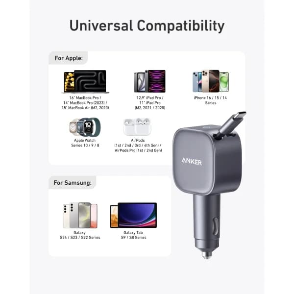 شارژر فندکی انکر مدل Anker Nano 75W Car Cha rger A2738 — تصویر ۷