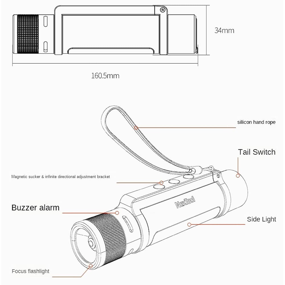چراغ قوه چندکاره شیائومی Nextool Outdoor 6in1 Thunder Flashlight NE20030 — تصویر ۹