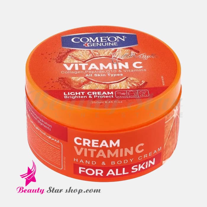 کرم مرطوب کننده کاسه ای کامان مدل Vitamin C مناسب انواع پوست حجم 250 میلی لیتر