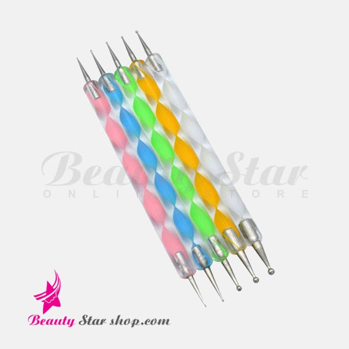 ست قلم طراحی ناخن داتینگ و نقطه کوبی بسته 5 عددی