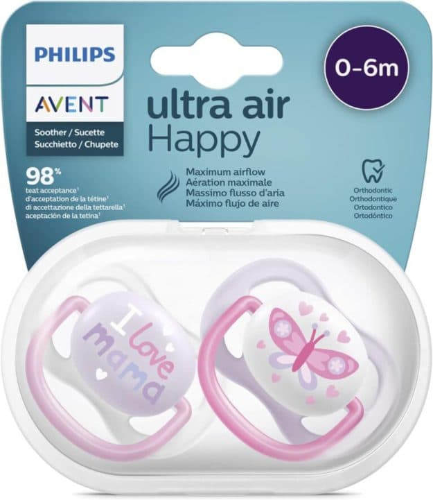 پستانک ارتودنسی 6-0 ماه اونت Philips Avent پروانه I love mama