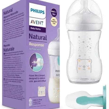 شیشه شیر 260 میل سوپاپ دار نسل جدید ریسپانس طرح خرس و ستاره Philips Avent Response