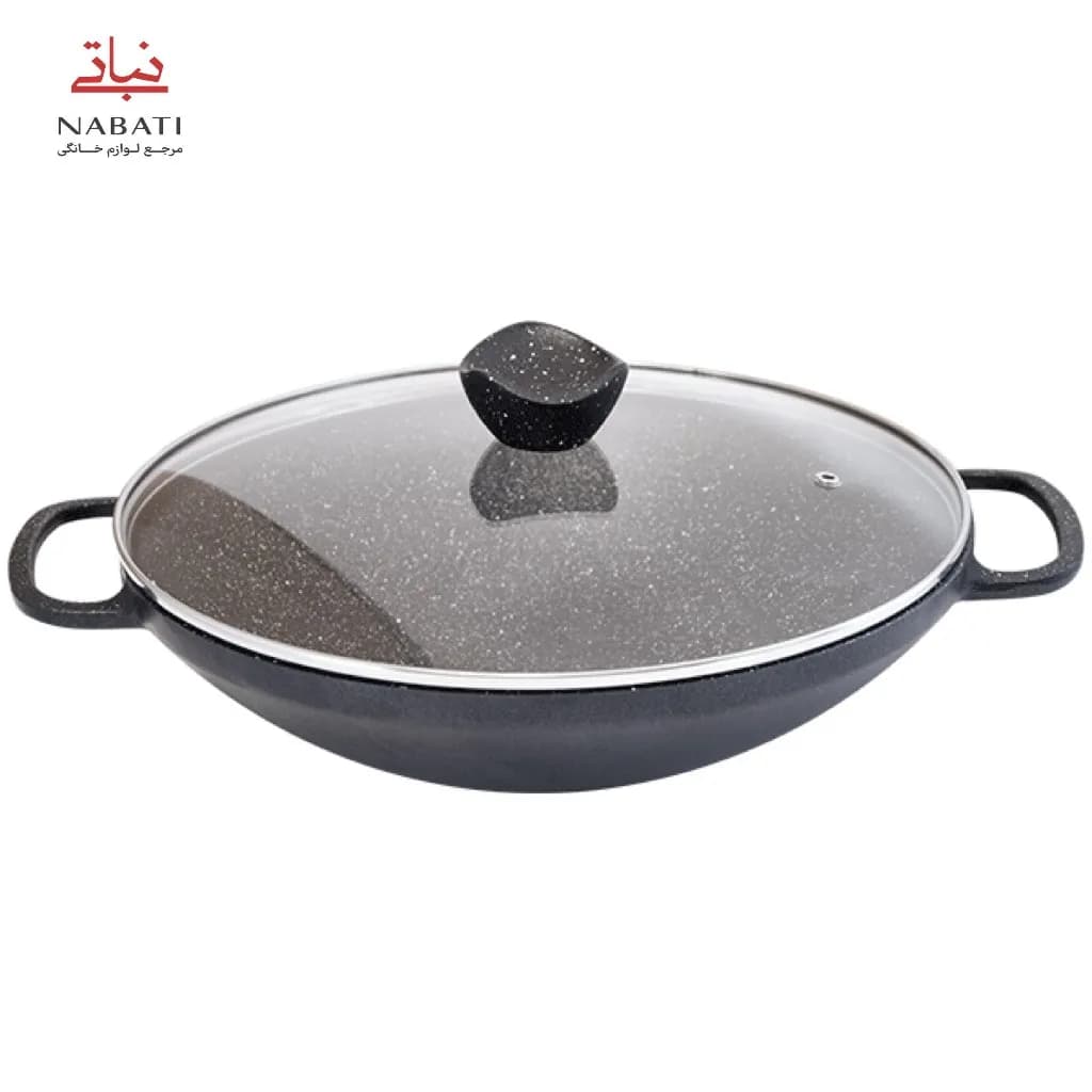 تابه ووک چدن سایز 32 (با درب شیشه)