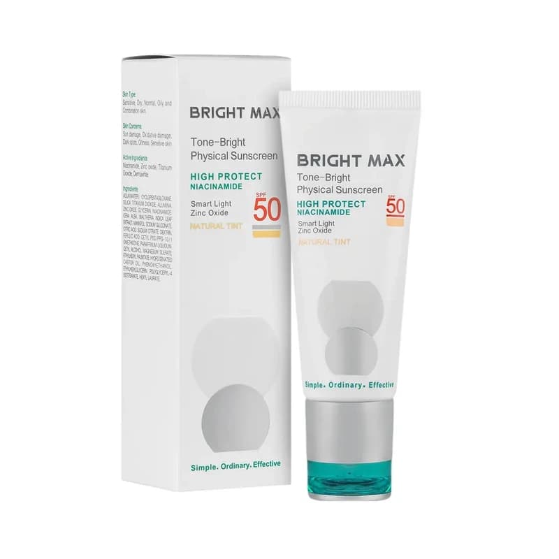 ضدآفتاب بژ طبیعی فیزیکال Bright Max برایت مکس مدل SPF50 میل 40 — تصویر ۵