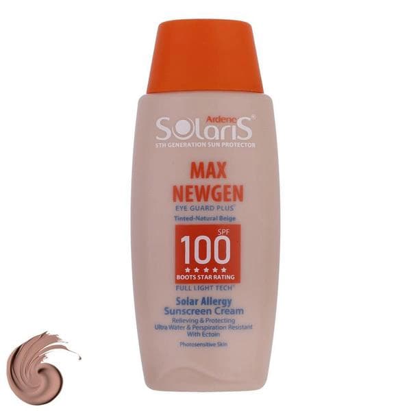 ضدآفتاب بژ طبيعی سولاریس Solaris مدل مکس ژن SPF100 پوست حساس 100 ميل
