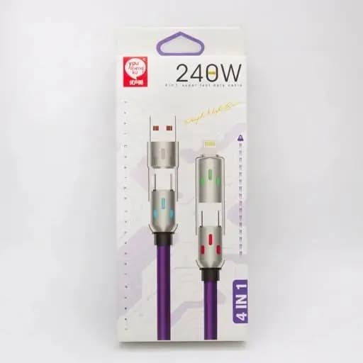 کابل فست شارژ و دیتا چند سر 4 کاره 240W — تصویر ۳