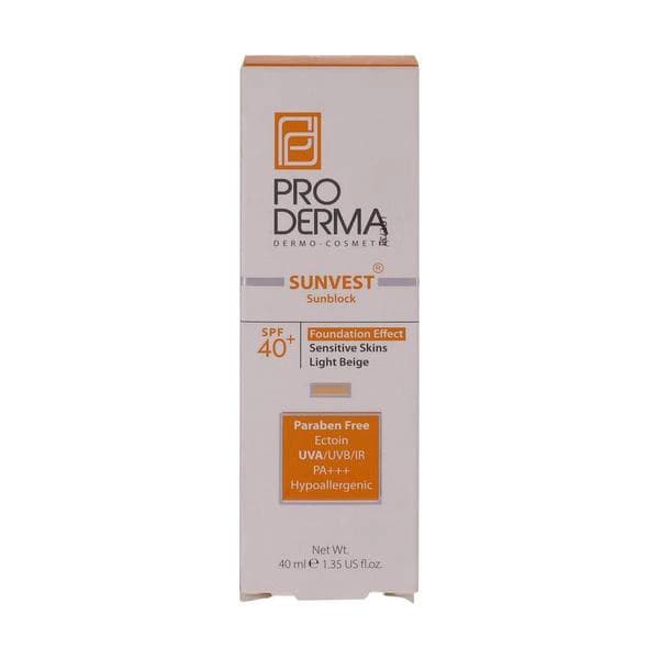 ضدآفتاب بژ روشن Proderma پرودرما SPF40 مناسب پوست حساس — تصویر ۶