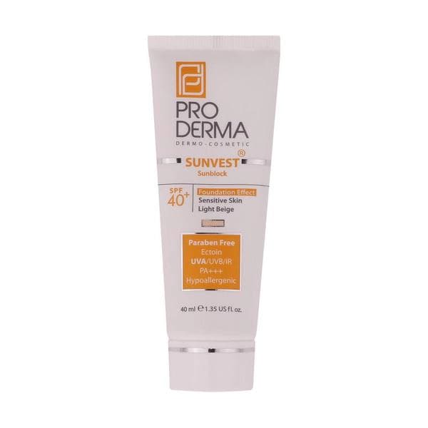 ضدآفتاب بژ روشن Proderma پرودرما SPF40 مناسب پوست حساس — تصویر ۷